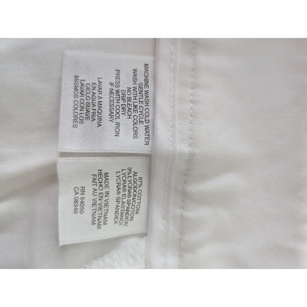Jones New York Signature 8 White Wide Leg Cropped Pant Casual Chic NWT